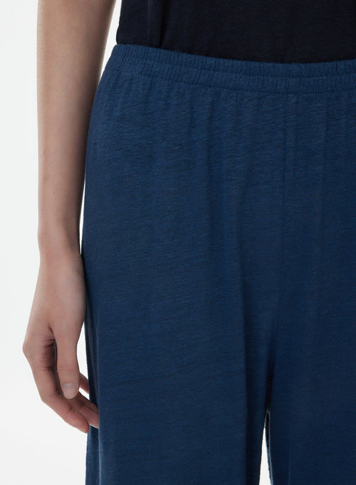 Pantalon Bleu en Lin / Elasthanne - MAJESTIC FILATURES