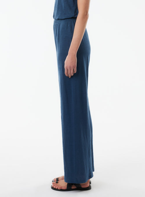 Pantalon Bleu en Lin / Elasthanne - MAJESTIC FILATURES