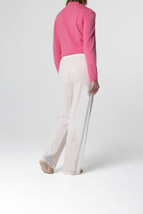 Pantalon Blanc en Lin / Elasthanne - MAJESTIC FILATURES