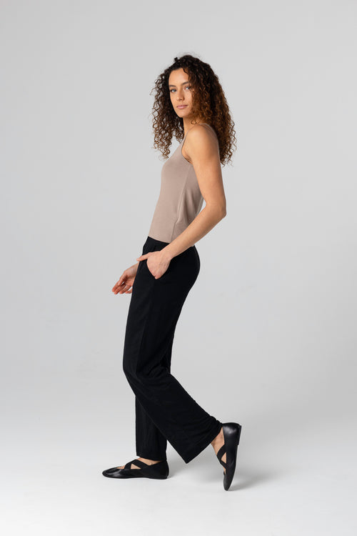 Pantalon Noir en Lin / Elasthanne - MAJESTIC FILATURES