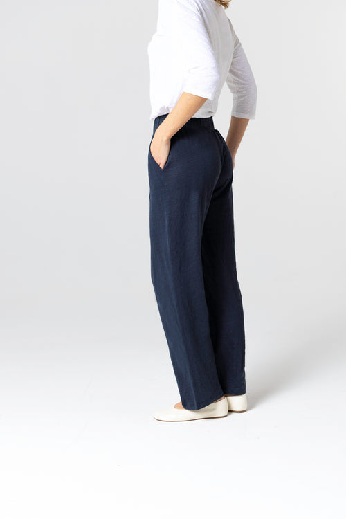 Pantalon Marine en Lin / Elasthanne - MAJESTIC FILATURES