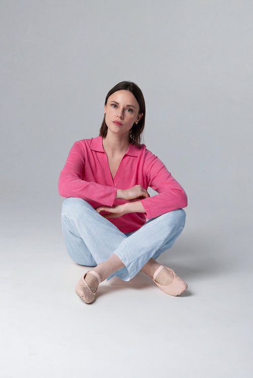 Pantalon Bleu Clair en Lin / Elasthanne - MAJESTIC FILATURES