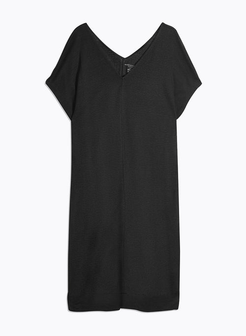 Robe Noir Col V Sans Manches - MAJESTIC FILATURES