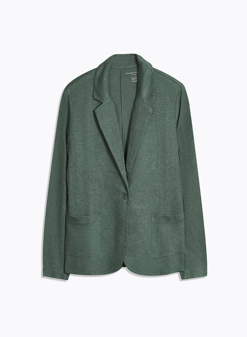 Veste Verte Col V Manches Longues en Lin - MAJESTIC FILATURES