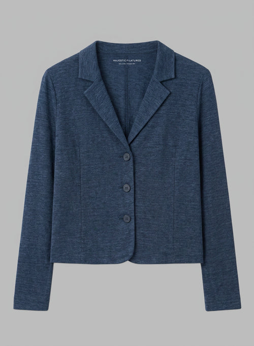 Veste Bleu Foncé Col Veste Manches Longues en Lin / Elasthanne - MAJESTIC FILATURES