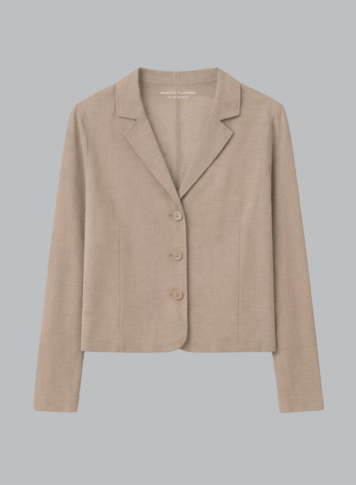 Veste Beige Manches Longues en Lin / Elasthanne - MAJESTIC FILATURES