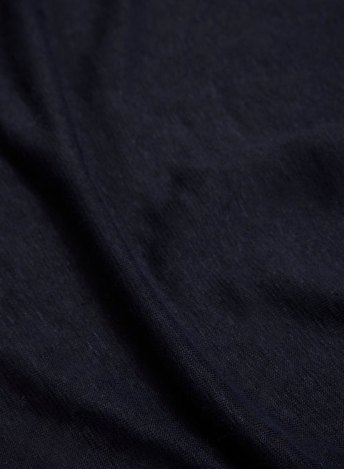 Marineblaues Hemd mit Kragen Langarmhemd aus Leinen / Elasthan - MAJESTIC FILATURES