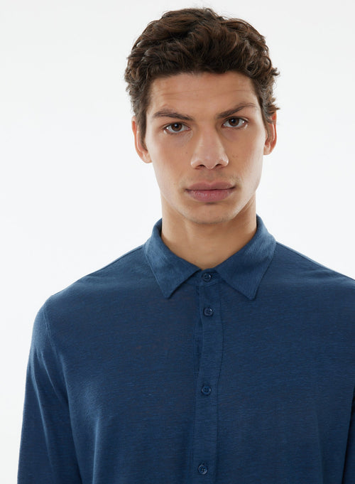 Chemise Bleue Manches Longues - MAJESTIC FILATURES