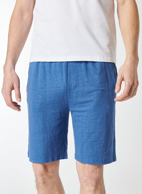 Blaue Shorts aus Leinen / Elasthan - MAJESTIC FILATURES