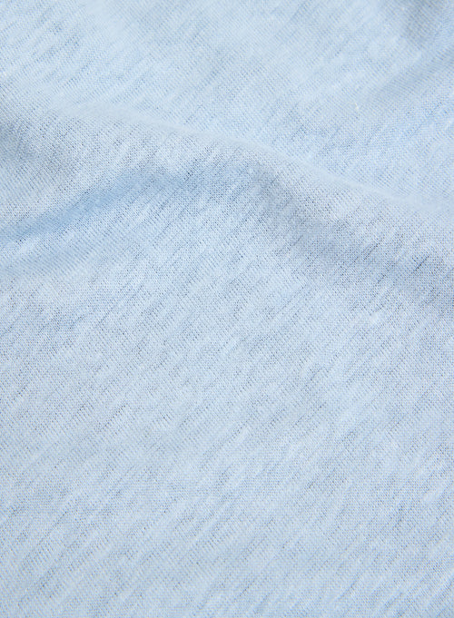 Blaues Kurzarm-T-Shirt mit Rundhalsausschnitt aus Leinen / Elasthan - MAJESTIC FILATURES