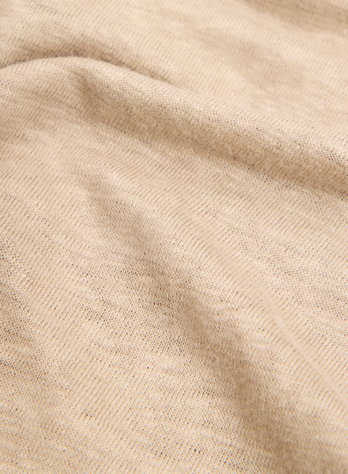 Tunisien Beige Col Tunisien Manches Courtes - MAJESTIC FILATURES