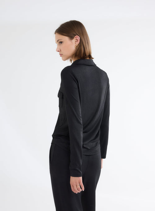 Chemise Noire Manches Longues - MAJESTIC FILATURES