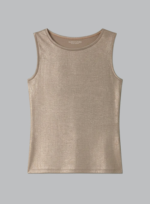 Ärmelloses Tanktop mit U-Boot-Ausschnitt aus Viskose/Elasthan in Kaffe Latte - MAJESTIC FILATURES