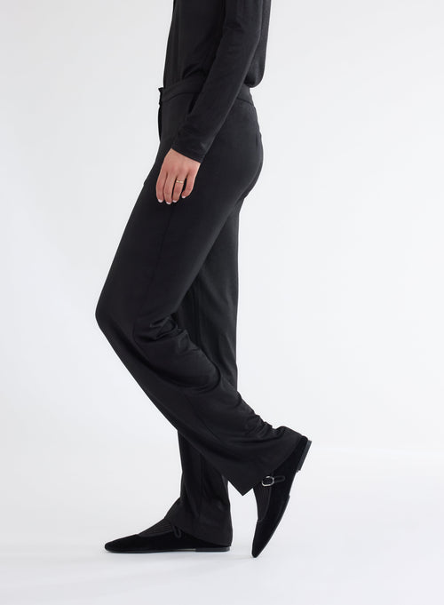 Pantalon Noir en Viscose et Élasthanne - MAJESTIC FILATURES