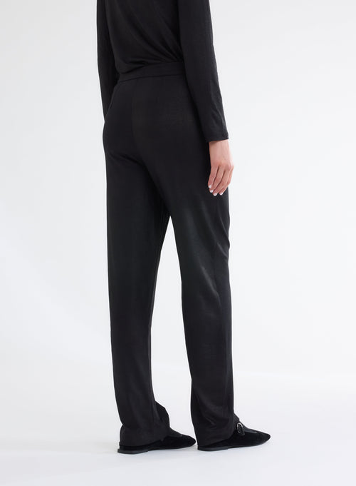 Pantalon Noir en Viscose et Élasthanne - MAJESTIC FILATURES