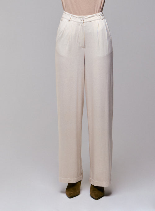 Pantalon Blanc en Viscose / Elasthanne - MAJESTIC FILATURES
