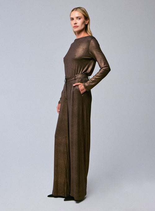 Braune Hose aus Viskose/Elasthan - MAJESTIC FILATURES