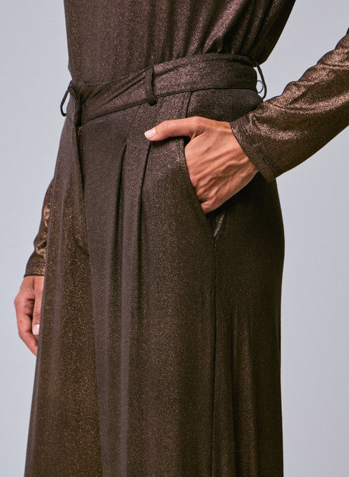 Braune Hose aus Viskose/Elasthan - MAJESTIC FILATURES