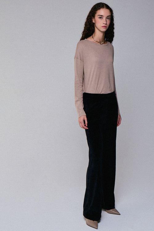 Schwarze gerade Hose aus Samt - MAJESTIC FILATURES