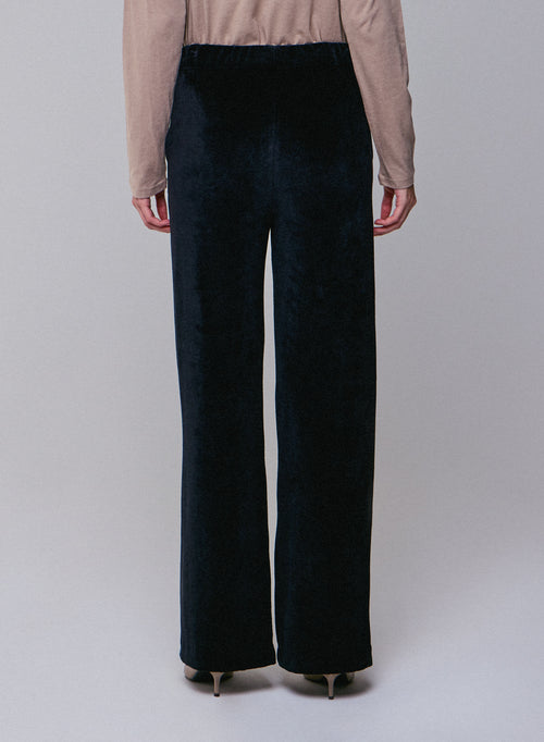 Schwarze gerade Hose aus Samt - MAJESTIC FILATURES