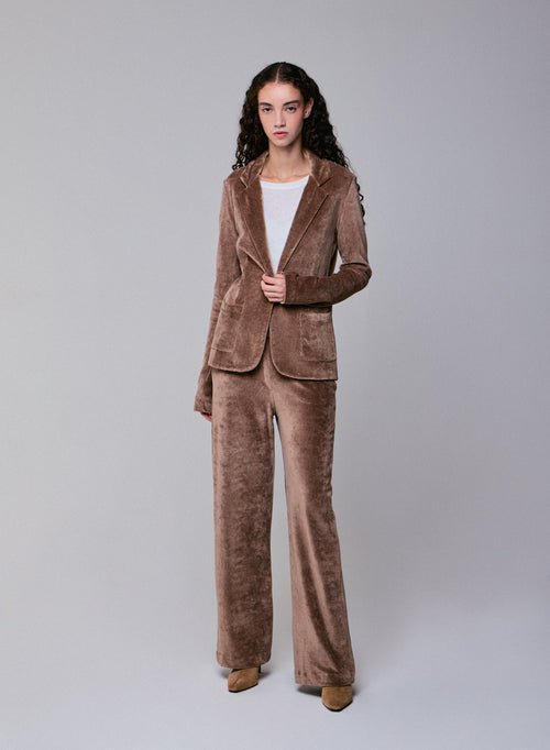 Beige Hose aus Bio-Baumwolle / Modal / Elasthan - MAJESTIC FILATURES