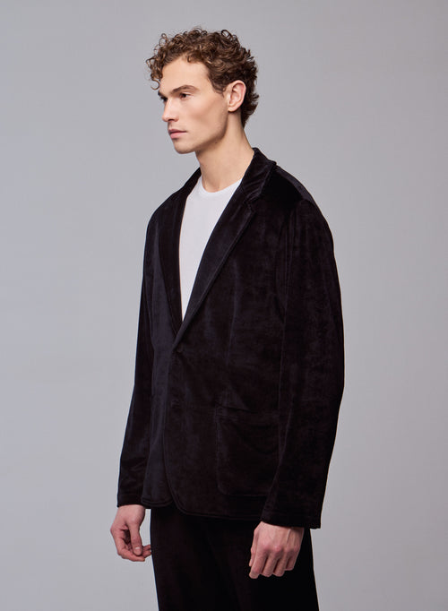 Schwarze Jacke Langärmelige Jacke aus Bio-Baumwolle / Modal / Elasthan - MAJESTIC FILATURES