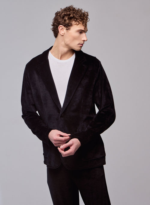 Schwarze Jacke Langärmelige Jacke aus Bio-Baumwolle / Modal / Elasthan - MAJESTIC FILATURES