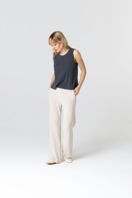 Débardeur Noir Col Rond Sans Manches en Coton / Elasthanne - MAJESTIC FILATURES