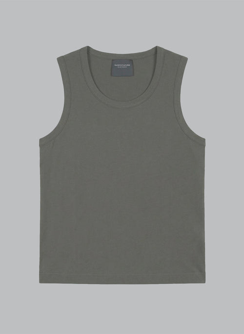 Ärmelloses Tanktop mit Rundhalsausschnitt aus Baumwolle/Elasthan in Dschungel  - MAJESTIC FILATURES