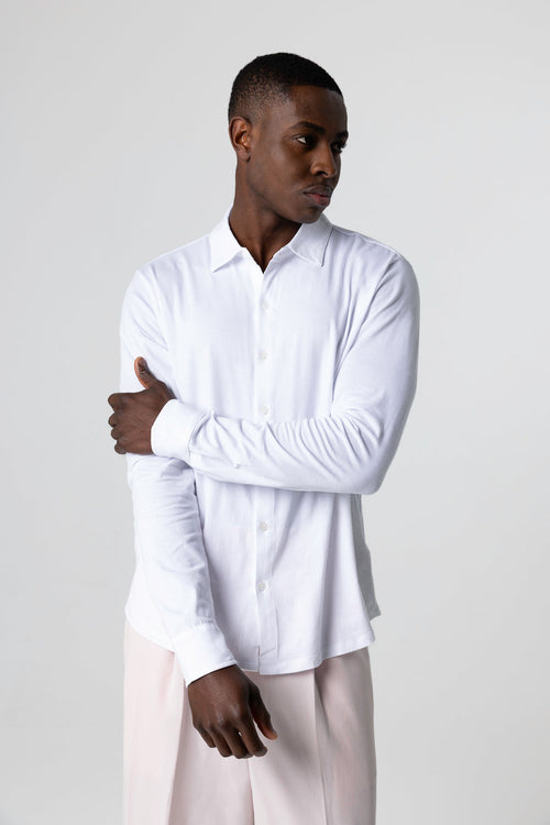 Chemise Blanche Manches Longues en Coton Organique / Elasthanne - MAJESTIC FILATURES