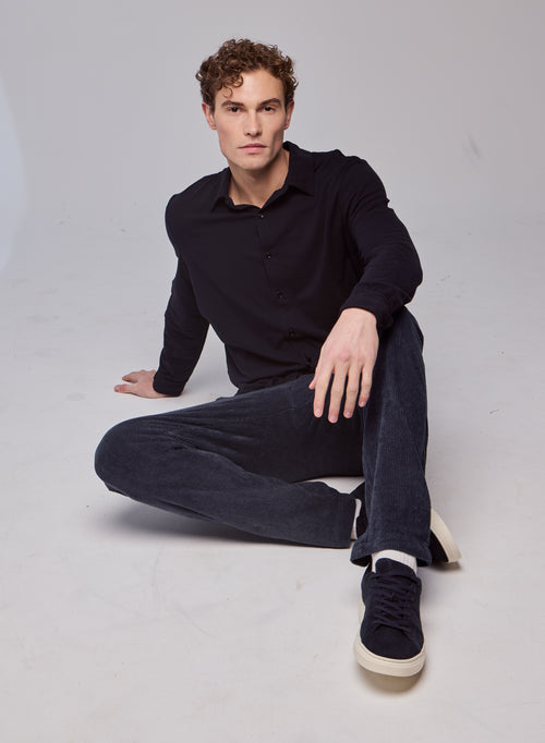 Chemise Noire Manches Longues - MAJESTIC FILATURES