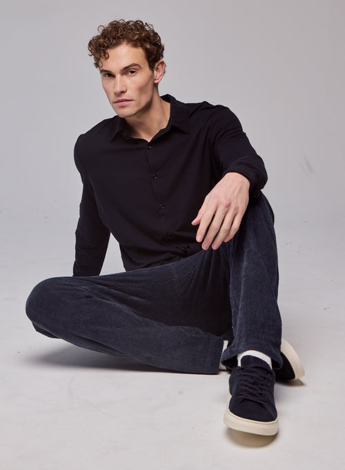 Chemise Noire Manches Longues - MAJESTIC FILATURES