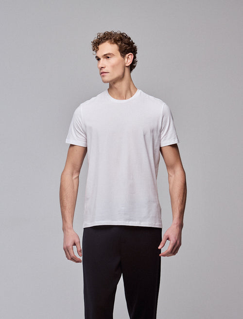 T-shirt Blanc Harold col rond manches courtes en Coton organique et Elasthanne - MAJESTIC FILATURES