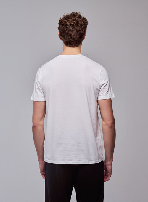 T-shirt Blanc Harold col rond manches courtes en Coton organique et Elasthanne - MAJESTIC FILATURES