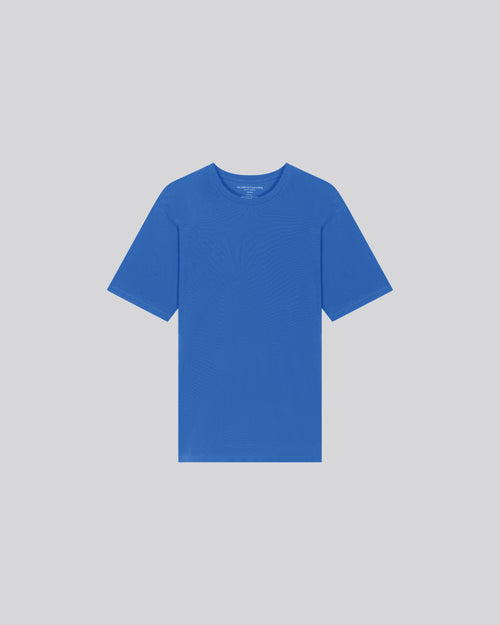 T-shirt Bleu Col Rond Manches Courtes en Coton organique / Elasthanne - MAJESTIC FILATURES