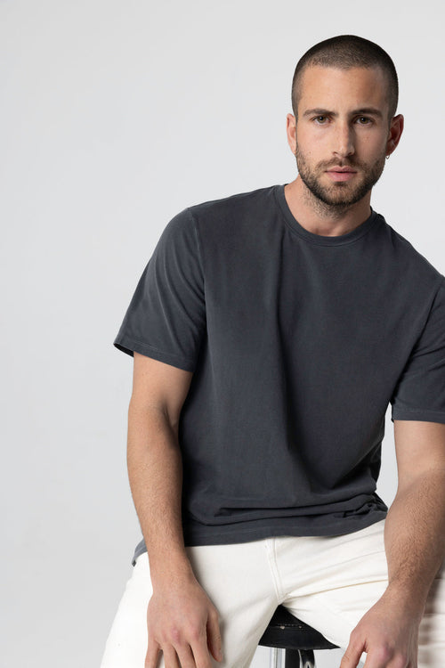T-Shirt mit Rundhalsausschnitt und kurzen Ärmeln aus Bio-Baumwolle / Elasthan in Meise - MAJESTIC FILATURES