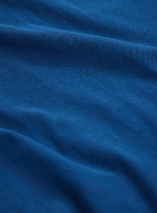 T-shirt Bleu Harold col rond manches courtes en Coton organique et Elasthanne - MAJESTIC FILATURES