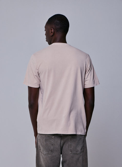 Beigefarbenes Kurzarm-T-Shirt mit Rundhalsausschnitt aus Bio-Baumwolle / Elasthan - MAJESTIC FILATURES