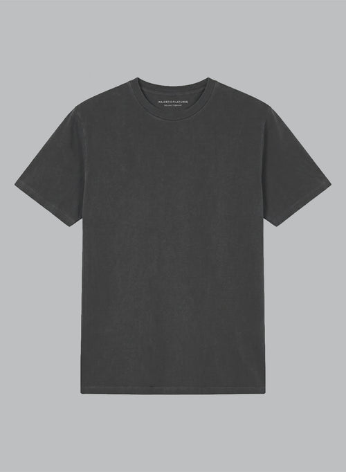 T-Shirt mit Rundhalsausschnitt und kurzen Ärmeln aus Bio-Baumwolle / Elasthan in Schwarz - MAJESTIC FILATURES