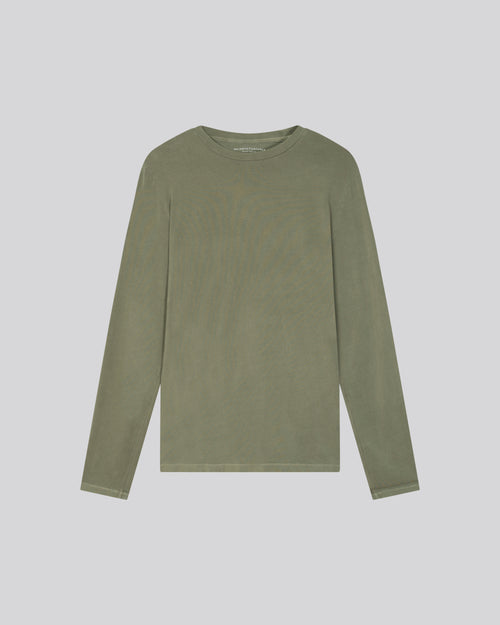 T-shirt Vert Col Rond Manches Longues en Coton organique / Elasthanne - MAJESTIC FILATURES