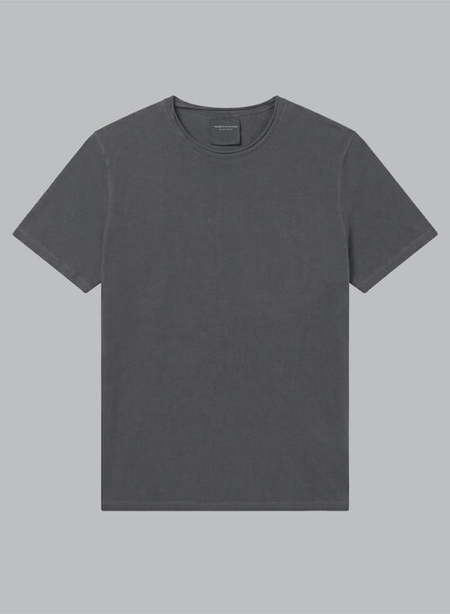 T-Shirt mit Rundhalsausschnitt und kurzen Ärmeln aus Bio-Baumwolle / Elasthan in Schwarz - MAJESTIC FILATURES