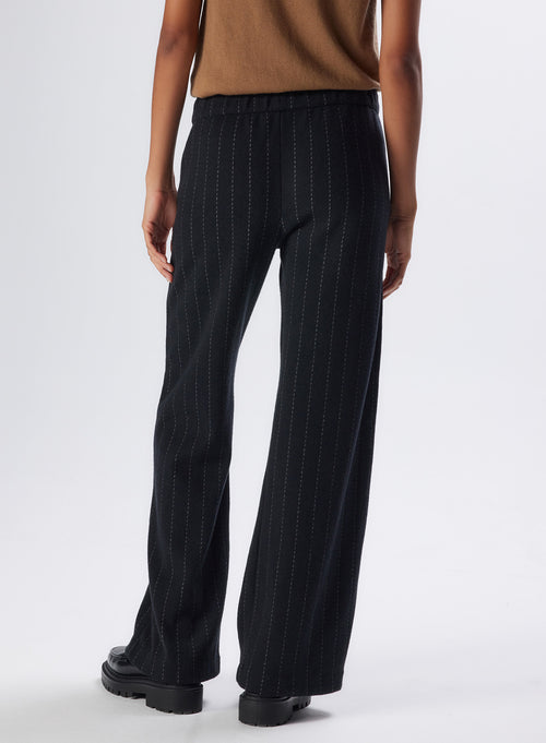 Pantalon Noir en Laine Merinos / Coton - MAJESTIC FILATURES