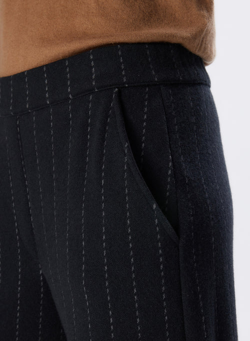 Pantalon Noir en Laine Merinos / Coton - MAJESTIC FILATURES