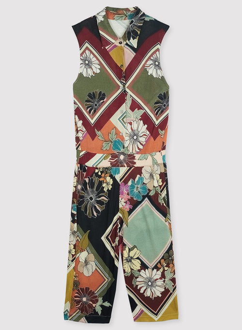 Blush kragenloser ärmelloser Hemd-Jumpsuit aus Viskose / Seide - MAJESTIC FILATURES