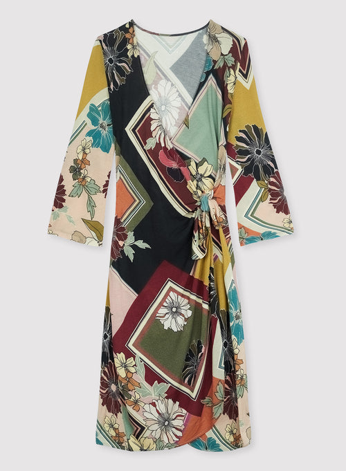 Robe Blush Manches 3/4 Col Cache coeur en Viscose / Soie - MAJESTIC FILATURES