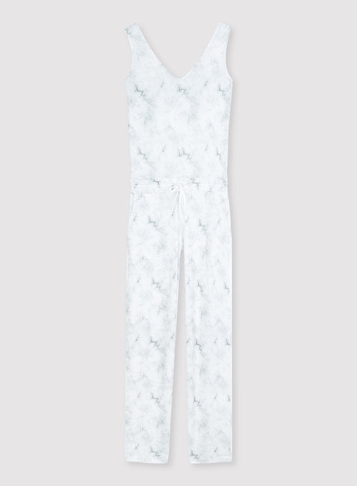 Ärmelloses Khaki-Jumpsuit mit V-Ausschnitt aus Leinen - MAJESTIC FILATURES