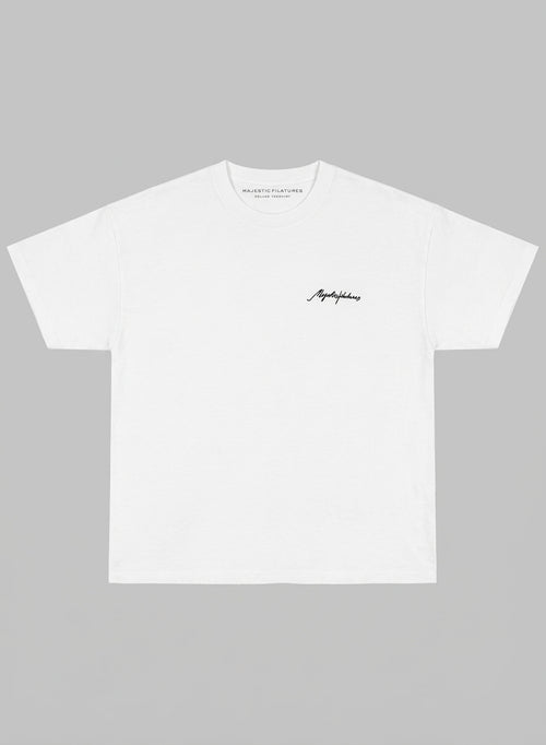 T-Shirt mit Rundhalsausschnitt und kurzen Ärmeln aus Bio-Baumwolle / recycelter Baumwolle in Weiß - MAJESTIC FILATURES