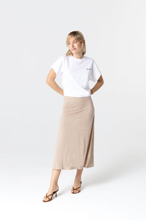 T-shirt Blanc Col Rond Manches Courtes en Coton organique / Coton recyclé - MAJESTIC FILATURES