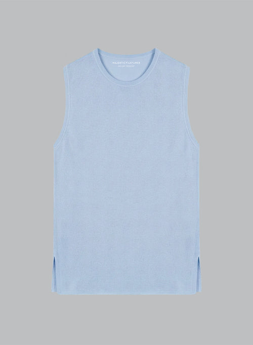 Ärmelloses Kaschmir-Tanktop mit U-Ausschnitt in Hellblau - MAJESTIC FILATURES