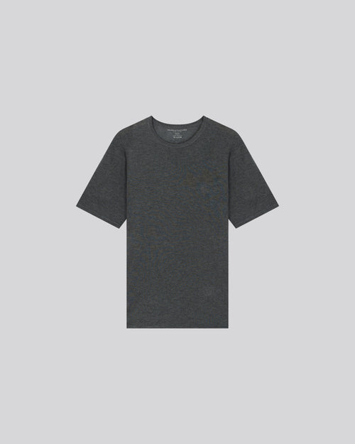 T-shirt Gris Col Rond Manches Courtes en Cachemire - MAJESTIC FILATURES